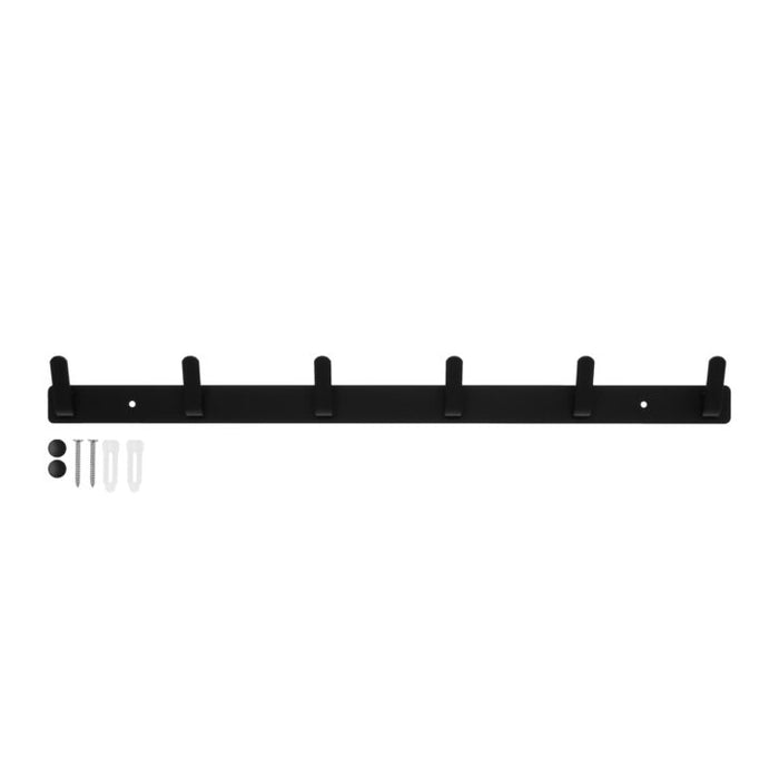 QUVIO Wandkapstok – 6 haken – Aluminium – Zwart - ThatLyfeStyle