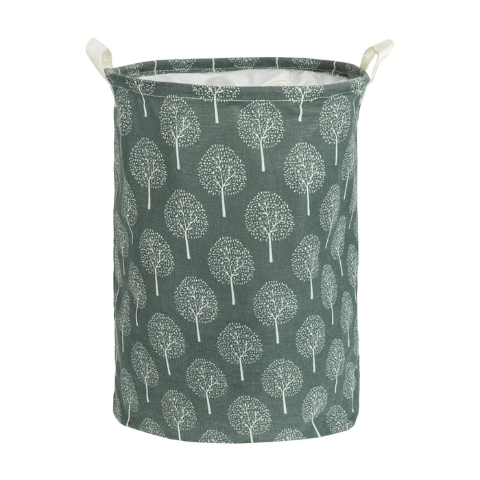 QUVIO Wasmand met handvaten - Boom patroon - Grijs - 43 L