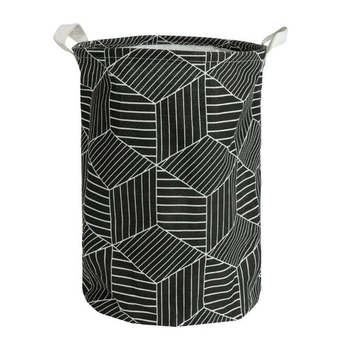QUVIO Wasmand met handvaten - Hexagon patroon - 43 L - Zwart