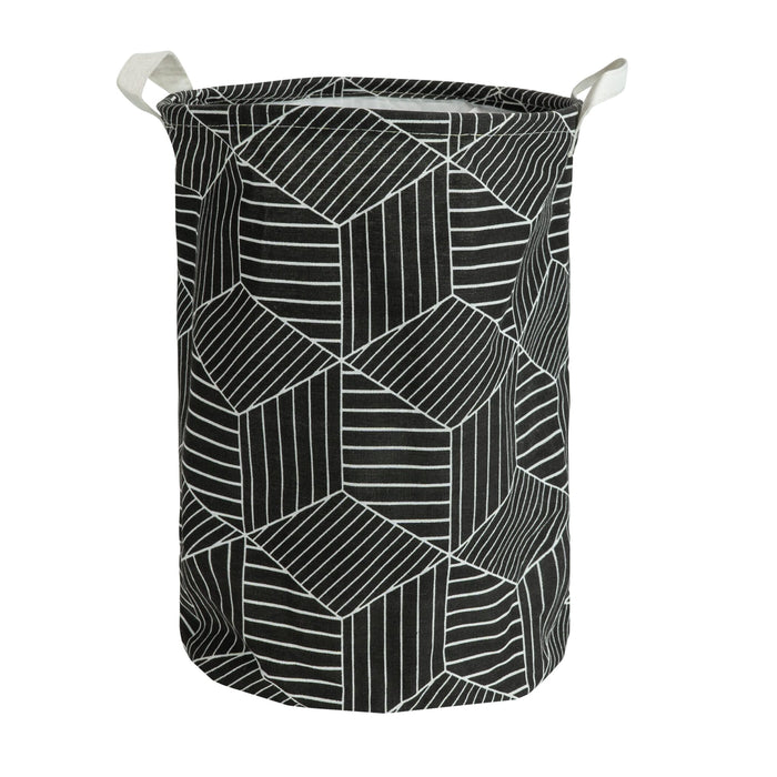 QUVIO Wasmand met handvaten - Hexagon patroon - 43 L - Zwart