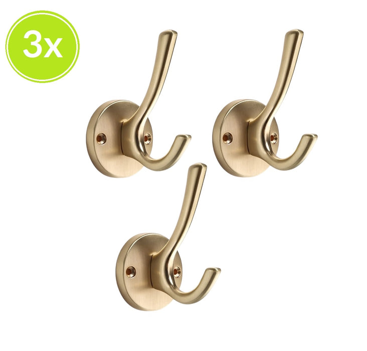 XIVADA Kapstokhaak Zena – Inclusief schroefset – Goud – Set van 3 - ThatLyfeStyle