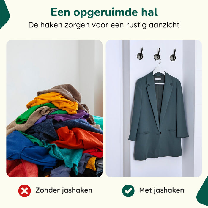 XIVADA Kapstokhaak Zena – Inclusief schroefset – Zwart – Set van 3 - ThatLyfeStyle