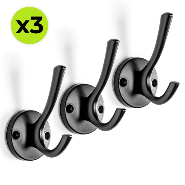 XIVADA Kapstokhaak Zena – Inclusief schroefset – Zwart – Set van 3 - ThatLyfeStyle