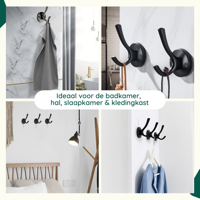 XIVADA Kapstokhaak Zena – Inclusief schroefset – Zwart – Set van 3 - ThatLyfeStyle