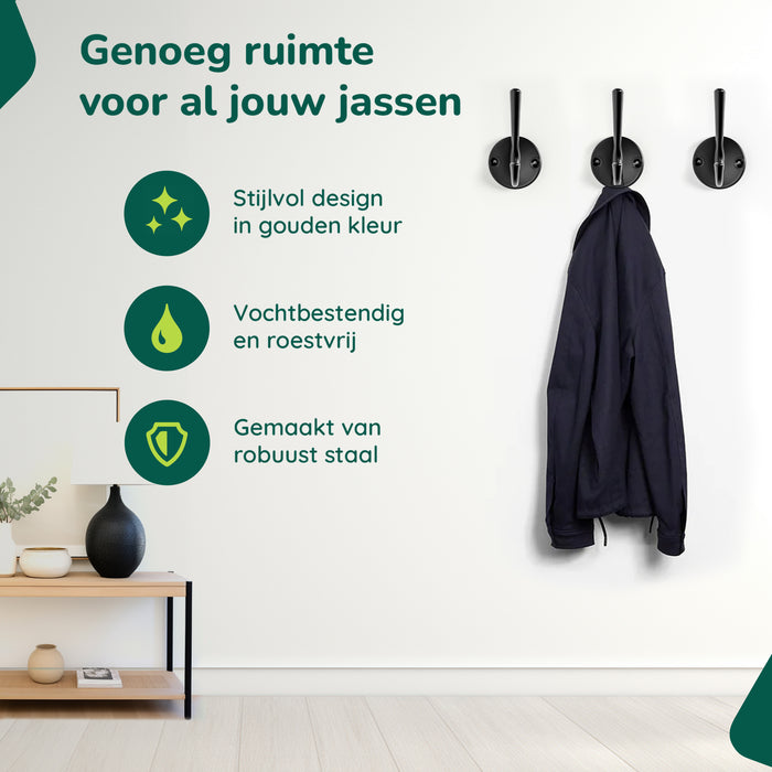 XIVADA Kapstokhaak Zena – Inclusief schroefset – Zwart – Set van 3 - ThatLyfeStyle