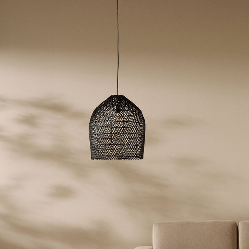 Kave Home Lampenkap Domitila Rotan, Ø44cm - Zwart