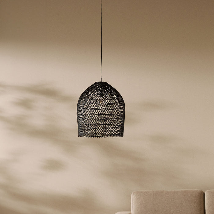 Kave Home Lampenkap Domitila Rotan, Ø44cm - Zwart