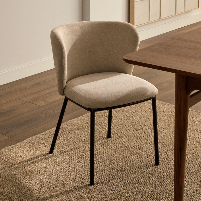 Kave Home Eetkamerstoel Ciselia Chenille - Beige
