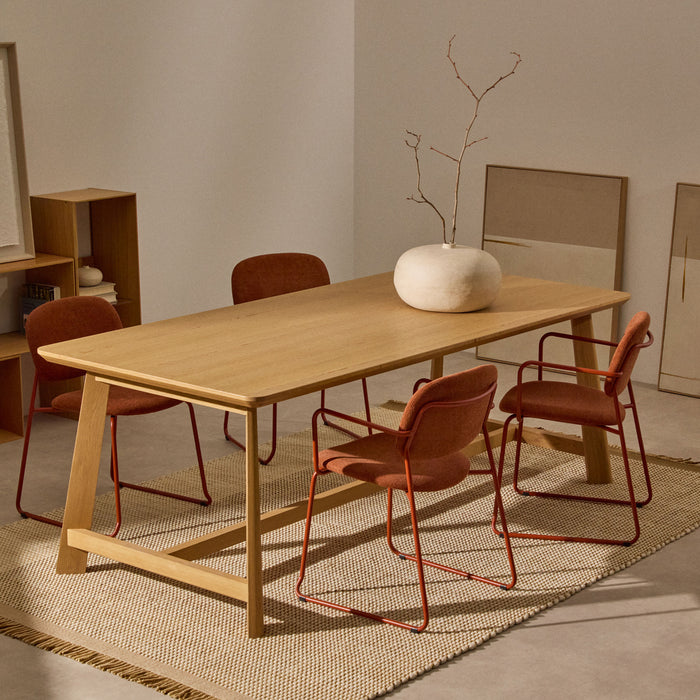 Kave Home Eettafel Idun Eikenhout, 220 x 100cm - Naturel