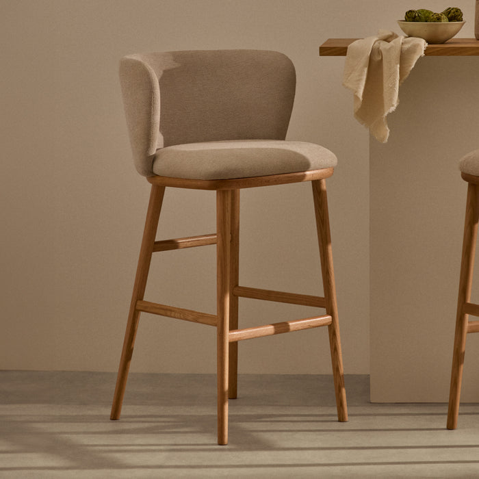 Kave Home Barkruk Ciselia Chenille - Beige (zithoogte 75cm)
