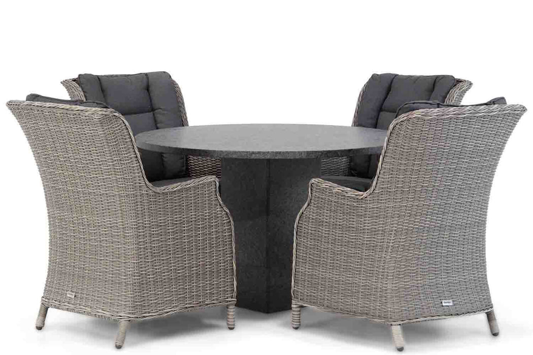 Garden Collections Aberdeen/Graniet 120 cm rond dining tuinset 5-delig