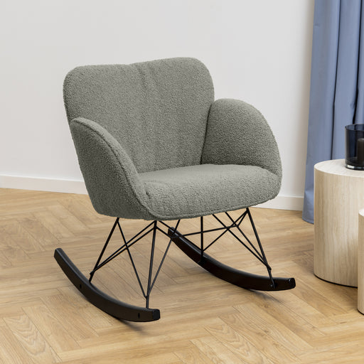 Bendt Schommelstoel Quintus Teddy - Grijs/Bruin - ThatLyfeStyle
