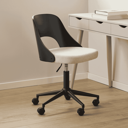 Bendt Bureaustoel Vila Eiken en chenille - Beige/Zwart