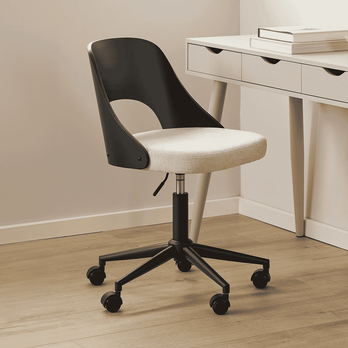 Bendt Bureaustoel Vila Eiken en chenille - Beige/Zwart
