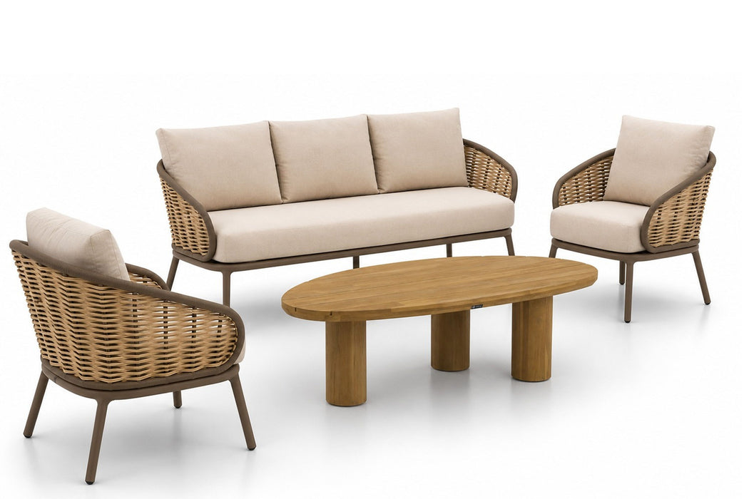 Apple Bee Pine Key/Riah 135 cm stoel-bank loungeset 4-delig - 27196