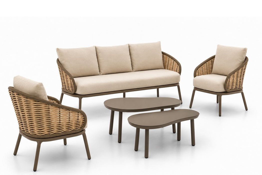 Apple Bee Pine Key/Livo stoel-bank loungeset 5-delig - 27195