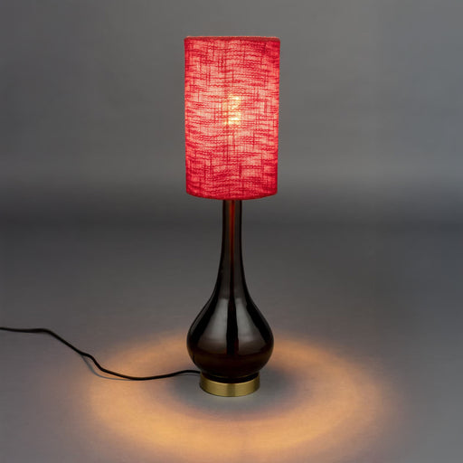 Dutchbone Tafellamp Jules Geweven stof en glas - Rood