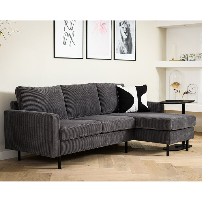 Hoekbank Garret - ribstof - antraciet - 200b - Woonexpress - ThatLyfeStyle