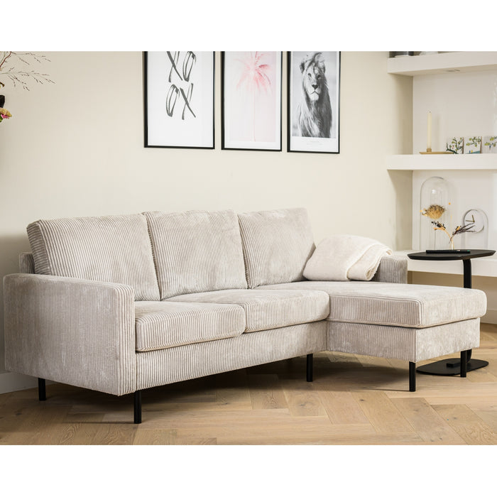 Hoekbank Garret - ribstof - beige - 200b - Woonexpress - ThatLyfeStyle