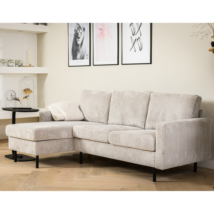 Hoekbank Garret - ribstof - beige - 200b - Woonexpress - ThatLyfeStyle
