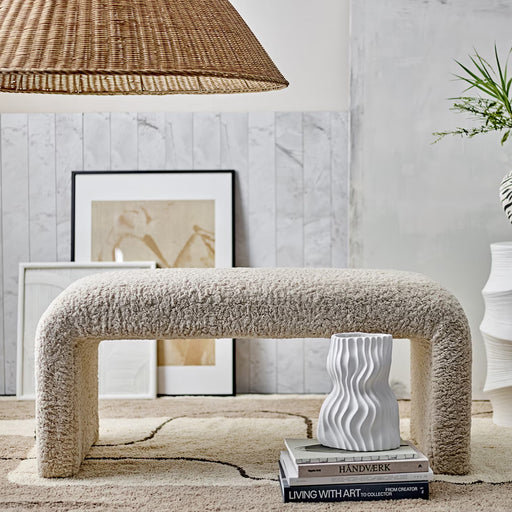 Bloomingville Bankje Bobbie bouclé stof - beige - ThatLyfeStyle