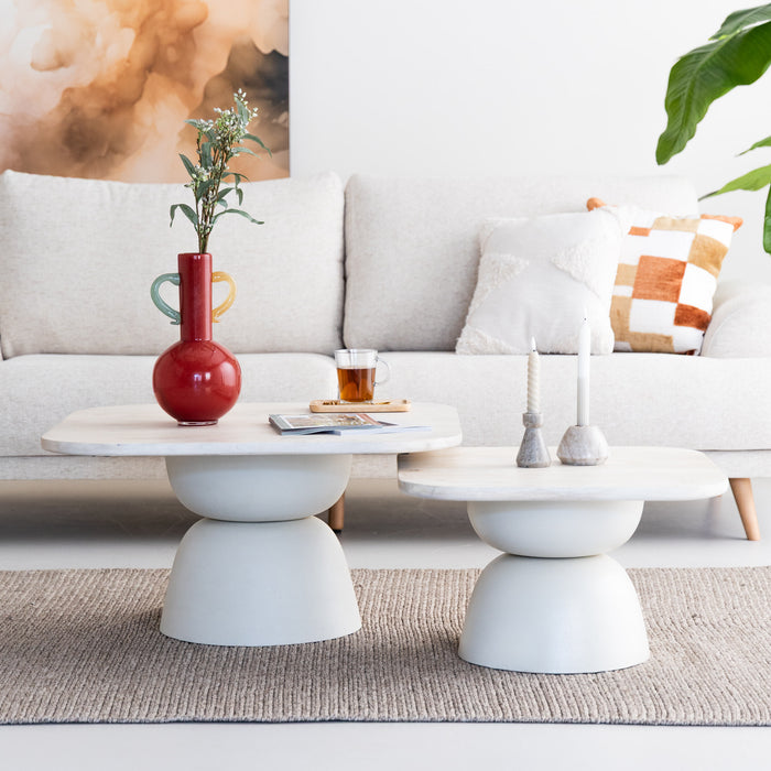 Tower Living Salontafel Barza Mangohout Set van 2 stuks - Off White