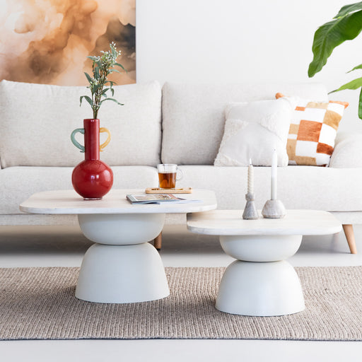 Tower Living Salontafel Barza Mangohout, Set van 2 stuks - Off White