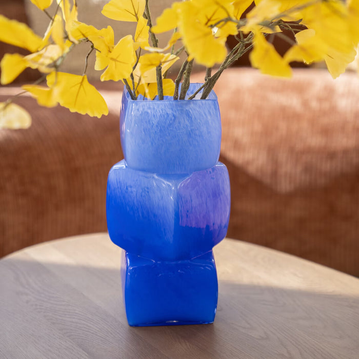 By-Boo Vaas Batu Mondgeblazen glas - Blauw