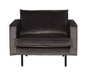 WOOOD Fauteuil Rodeo Velvet - Antraciet - BePureHome