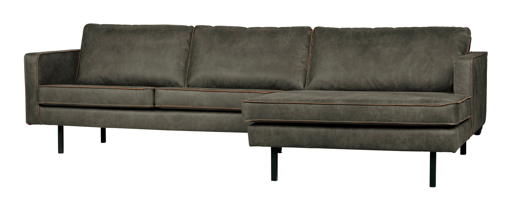 WOOOD Loungebank Rodeo Rechts, Eco Leder - Legergroen - BePureHome