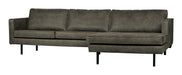 WOOOD Loungebank Rodeo Rechts, Eco Leder - Legergroen - BePureHome