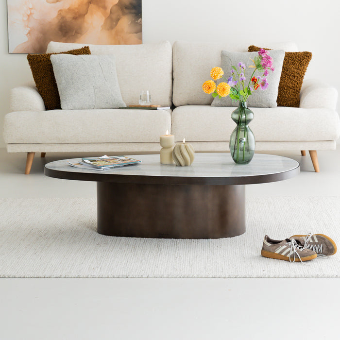 Richmond Organische Salontafel Biloxi Marmer en MDF, 130 x 68cm - Bruin