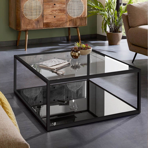 Kave Home Salontafel 'Blackhill' Glas zwart frame