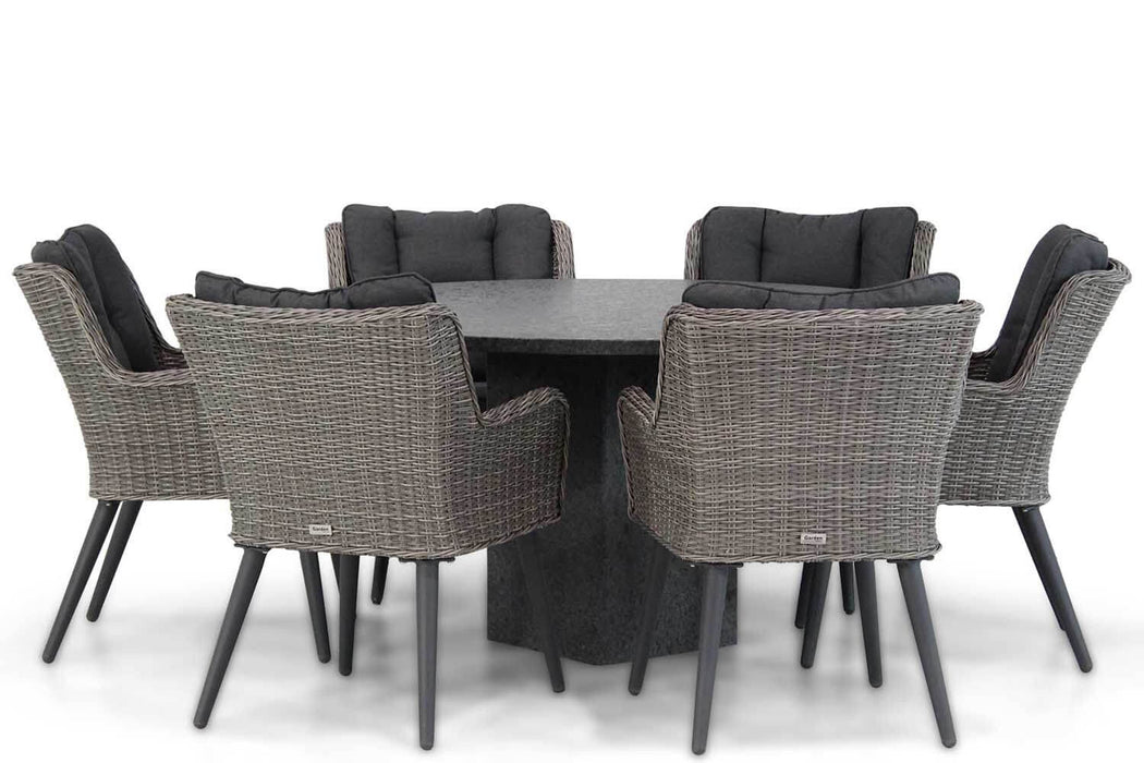 Garden Collections Boston/Graniet 140 cm rond dining tuinset 7-delig