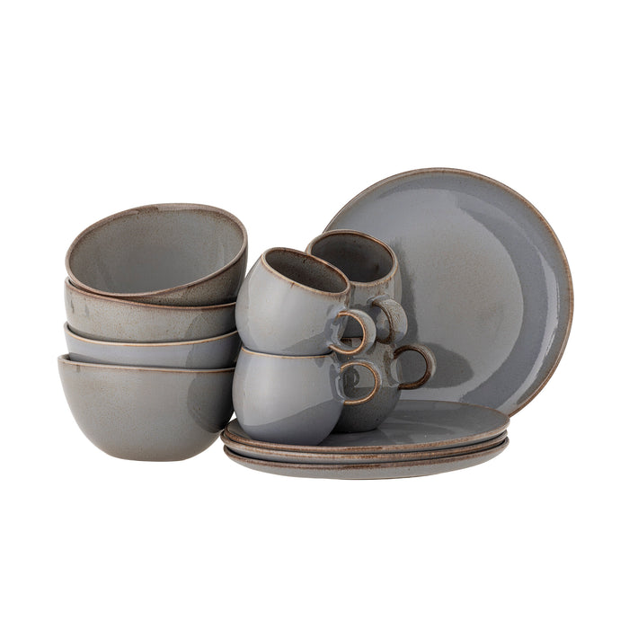 Bloomingville Serviesset Sandrine Set van 12 stuks - Grijs