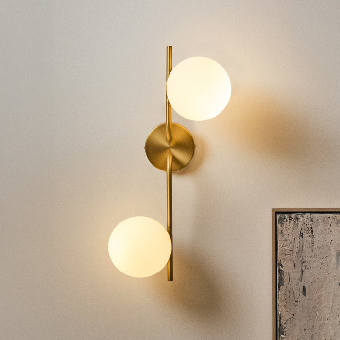 Kave Home Wandlamp Brisia 2-lamps, Glas en messing - Wit
