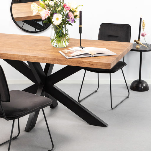 Sohome Eettafel Yannick Spider Mangohout en staal, 160 x 90cm
