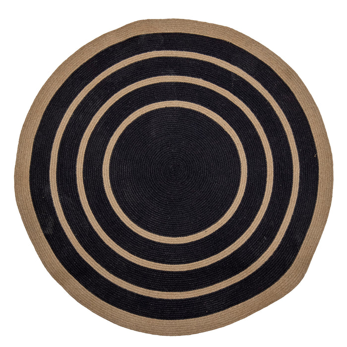 Bloomingville Rond Vloerkleed Lune Zeegras en jute, 120cm - Zwart