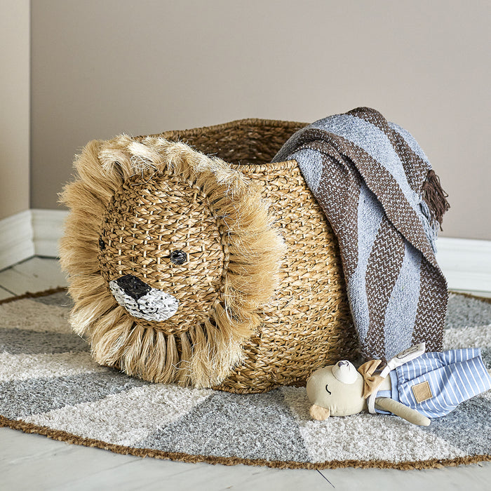 Bloomingville MINI Mand Harrison Leeuw, 36cm hoog - Naturel