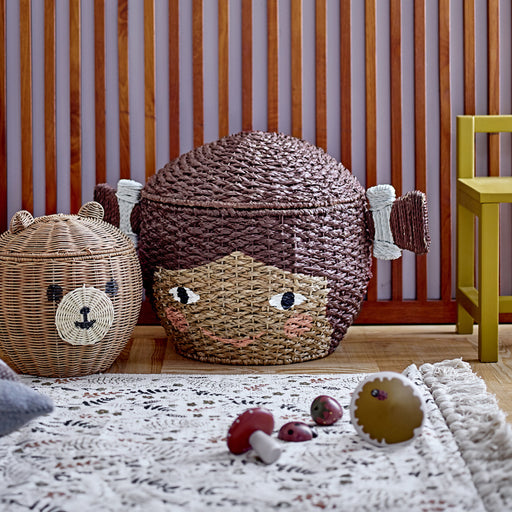 Bloomingville MINI Mand Lill Meisje, Bankuan gras, 44cm hoog - Bruin - ThatLyfeStyle