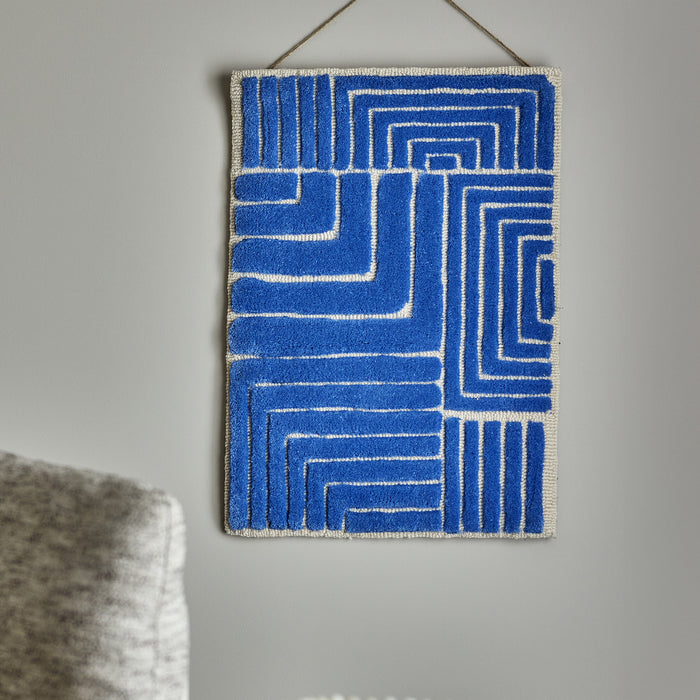 Bloomingville Wandkleed Velva Wol, 64 x 45cm - Blauw
