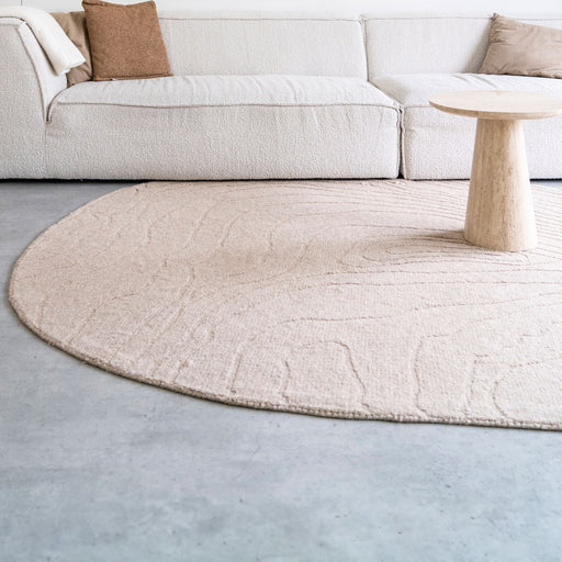By-Boo Organisch Vloerkleed Pebble Wol, 190 x 290cm - Beige