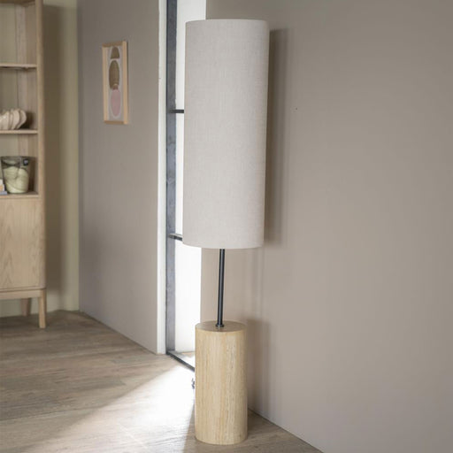 By-Boo Vloerlamp Amara Travertin en Linnen, 145cm - Natuurlijk
