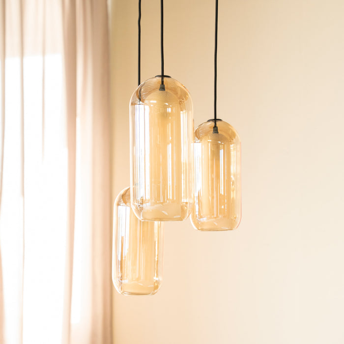 By-Boo Hanglamp Shona Glas 3-lamps Amber