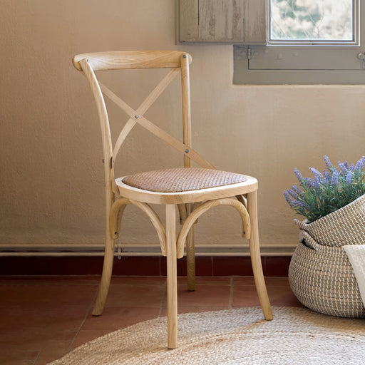 Kave Home Eetkamerstoel Alsie met rotan zitting - Naturel