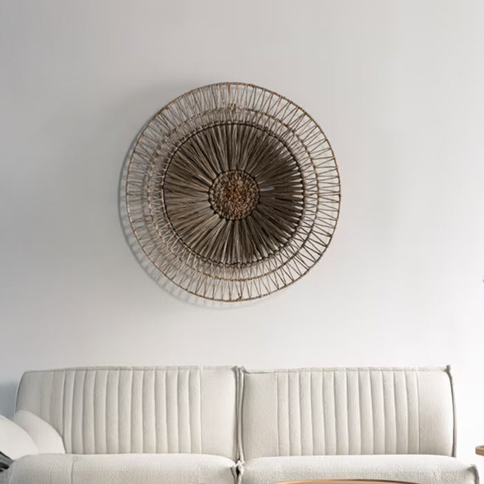 MUST Living Wanddecoratie Camellia Abaca en mendong - Bruin