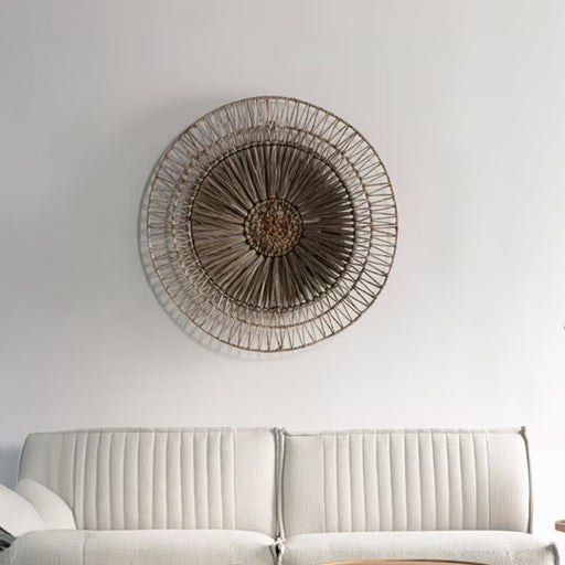 MUST Living Wanddecoratie Camellia Abaca en mendong - Bruin