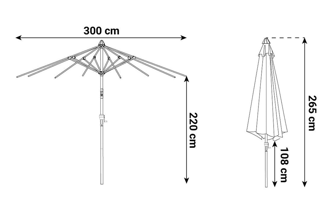 Camello Valerio stokparasol 3m (excl. voet) - 21847