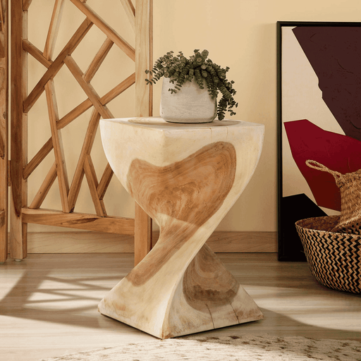 Kave Home Bijzettafel Hakon 30cm - Naturel - Vierkant