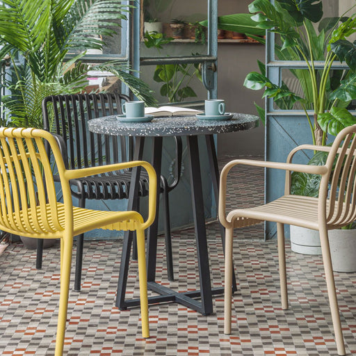 Kave Home Bistrotafel Tella Terrazzo, Ø70cm - Zwart - Rond